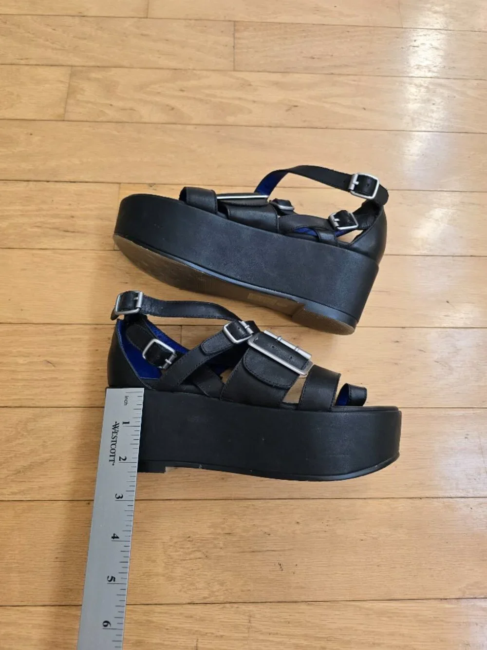 Jeffrey Campbell Ibiza Last black leather Y2K aesthetic platform sandals WMS 6.5